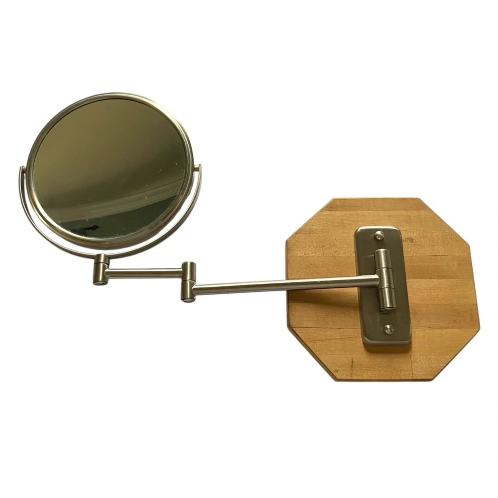 JERDON 8-Inch Two-Sided Swivel Wall Mount Mirror on Teakwood Mount Makeup Mirror
